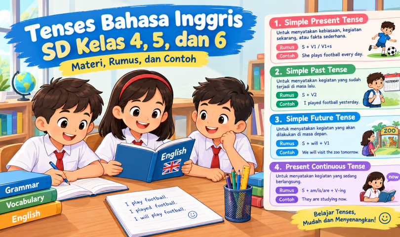Tenses Bahasa Inggris SD Kelas 4, 5, dan 6: Materi, Rumus, dan Conto